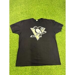 Miller Lite Shirt Mens XL Black Cotton Graphic Pittsburgh Penguins Ice Hockey